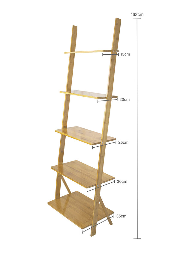 5 Tier Bamboo Multi-Purpose Shelves-Shelf color: Bamboo