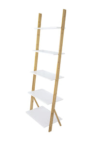 5 Tier Bamboo Multi-Purpose Shelves-Shelf color: White