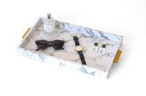 Marble Printed PU Leather Serving Tray and Organizer
